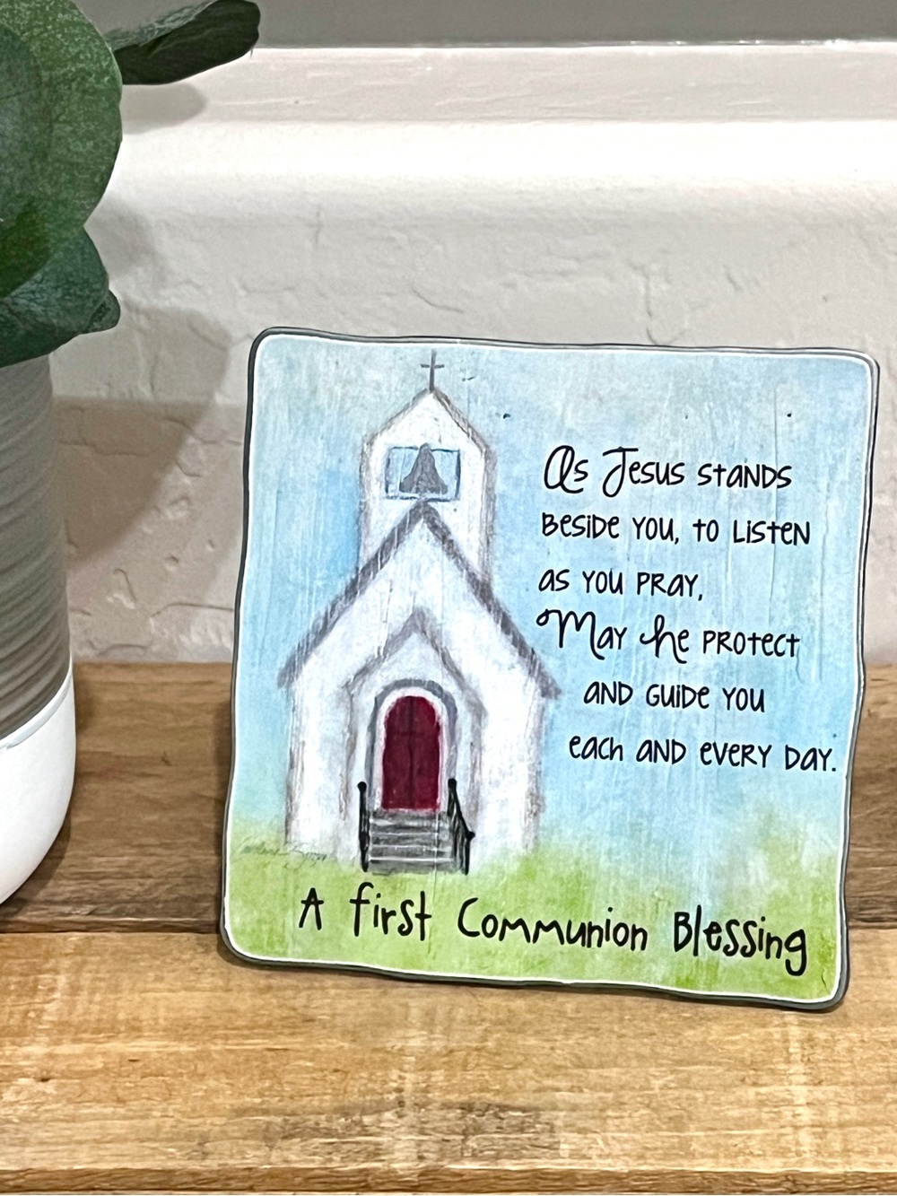 ArtMetal CA Gift First Holy Communion Blessing Square 5” Plaque SIM102